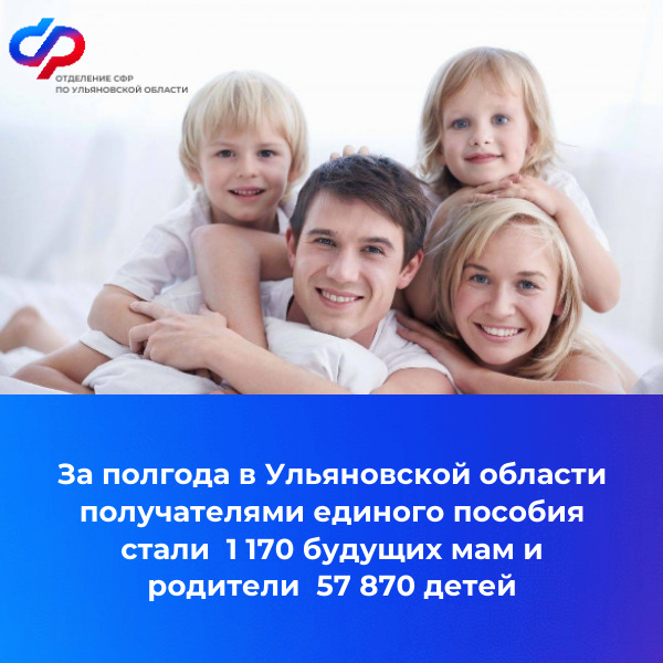 За полгода в Ульяновской области получателями единого пособия стали  более 1100 будущих мам и родители свыше 57 тысяч детей.